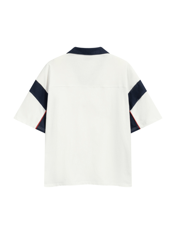 Unisex Boxy Color Block Polo Shirt