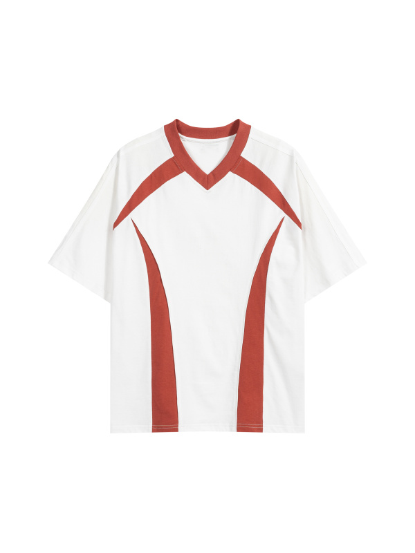 Unisex Color Block V-Neck T-Shirt