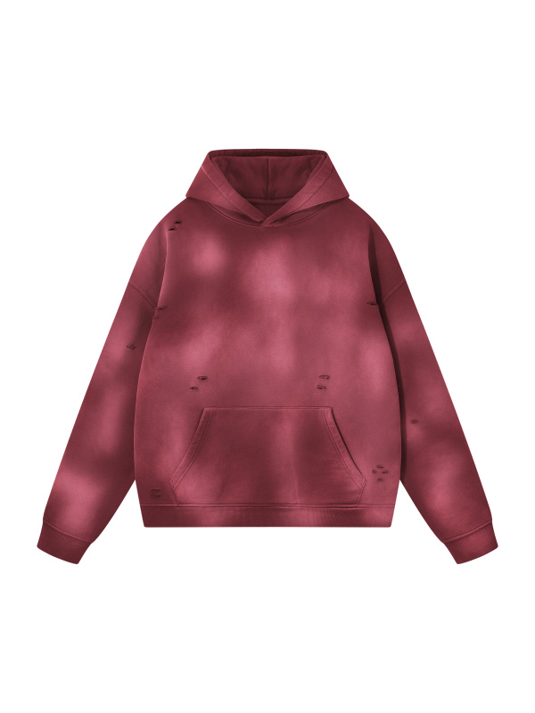Unisex Sunfade Frayed Fleece Hoodie