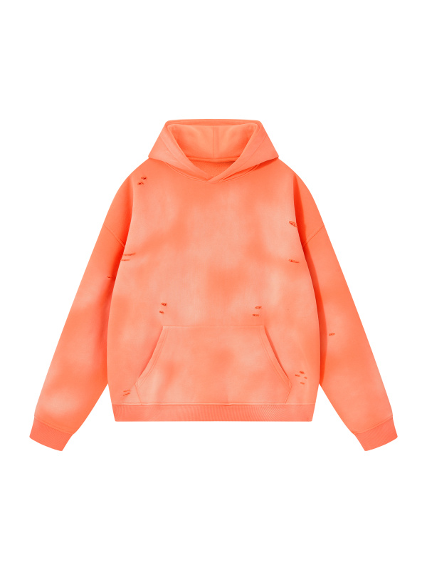 Unisex Sunfade Frayed Fleece Hoodie