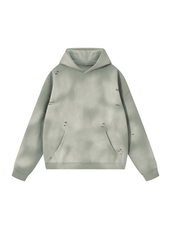 Unisex Sunfade Frayed Fleece Hoodie