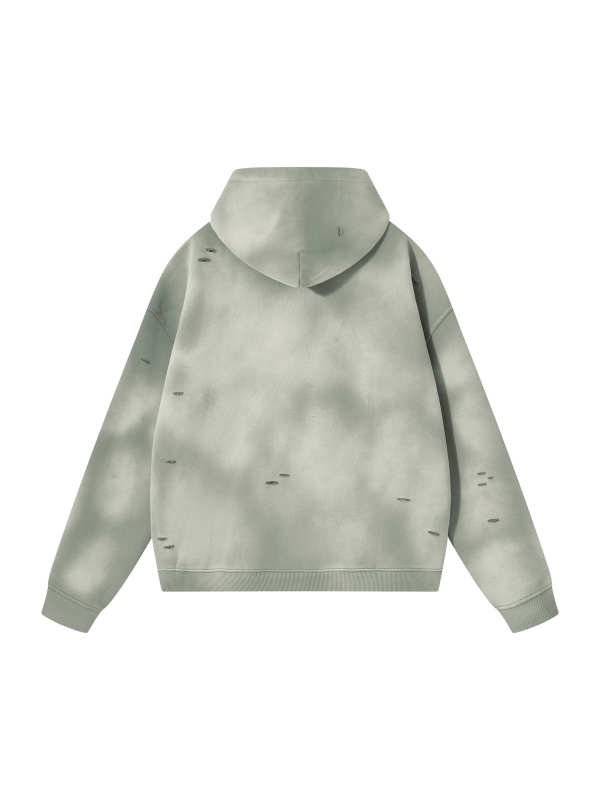 Unisex Sunfade Frayed Fleece Hoodie