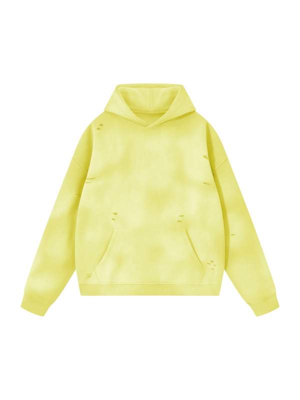 Unisex Sunfade Frayed Fleece Hoodie