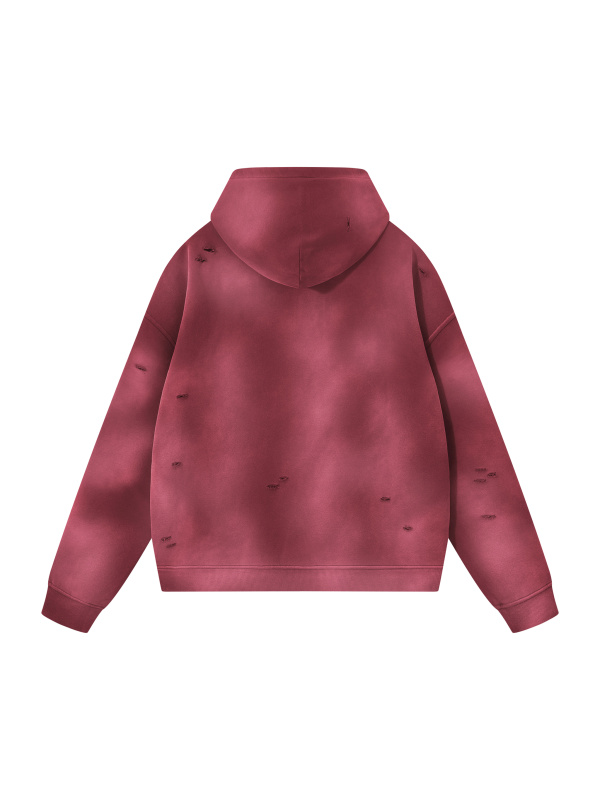 Unisex Sunfade Frayed Fleece Hoodie