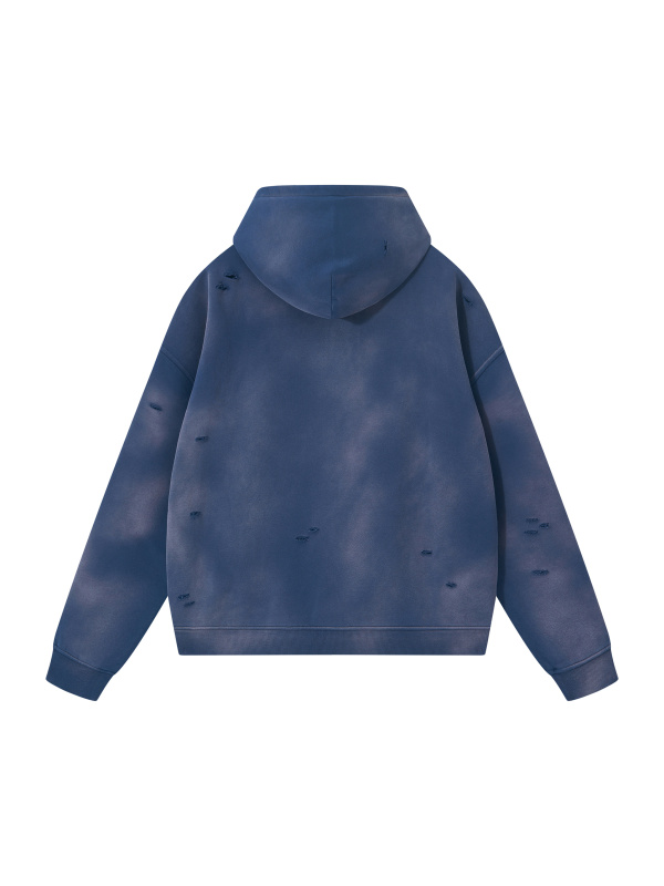 Unisex Sunfade Frayed Fleece Hoodie