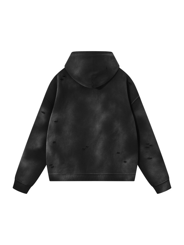 Unisex Sunfade Frayed Fleece Hoodie