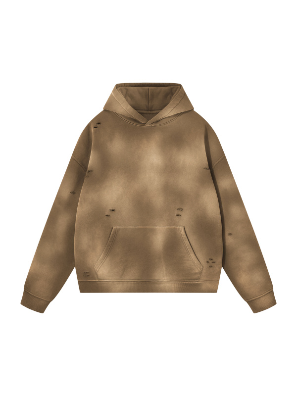 Unisex Sunfade Frayed Fleece Hoodie