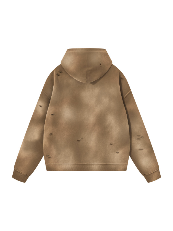 Unisex Sunfade Frayed Fleece Hoodie