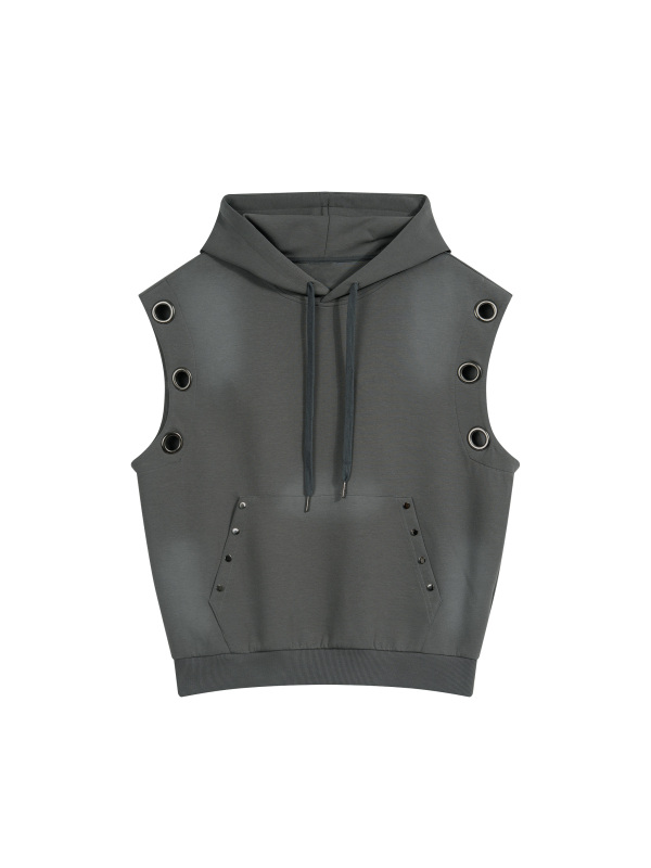 Unisex Vintage Wash Sun Fade Sleeveless Hoodie