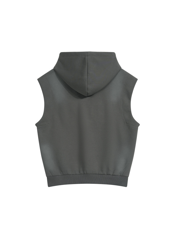 Unisex Vintage Wash Sun Fade Sleeveless Hoodie