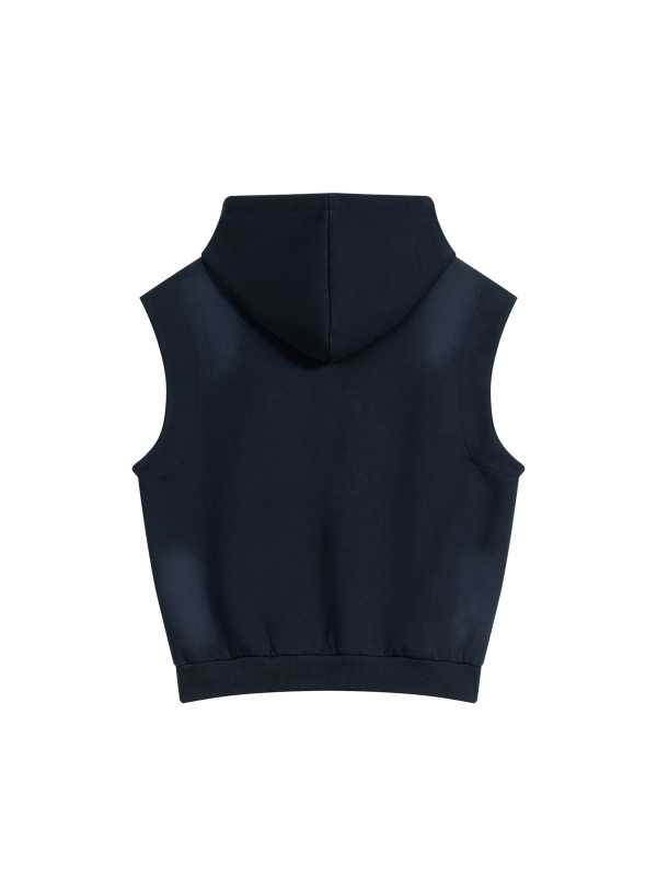 Unisex Vintage Wash Sun Fade Sleeveless Hoodie