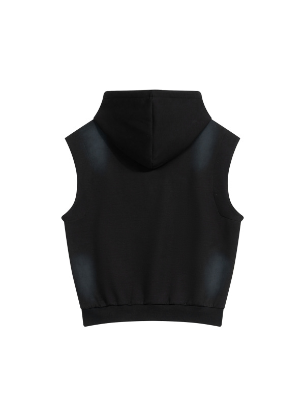Unisex Vintage Wash Sun Fade Sleeveless Hoodie
