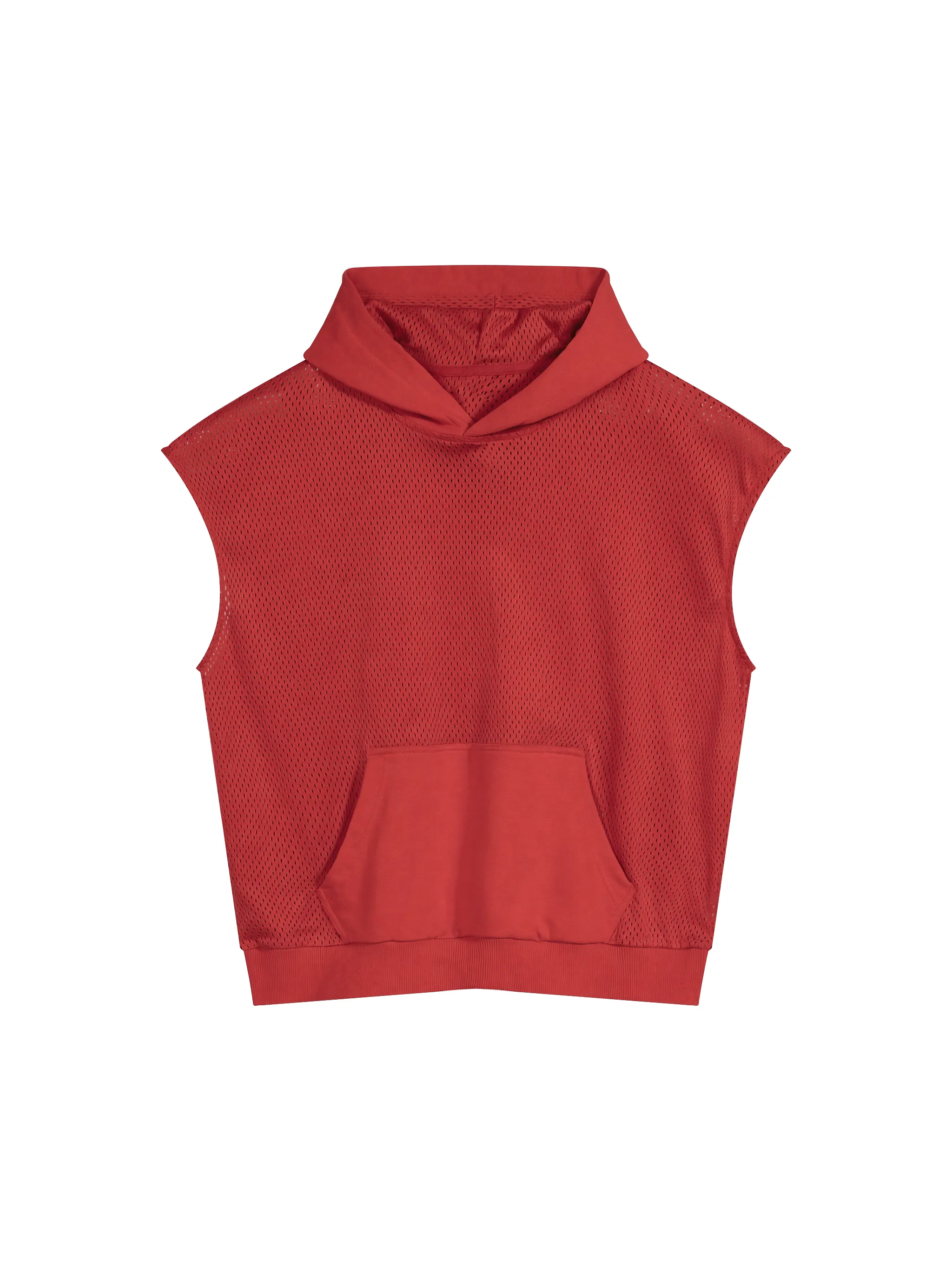 Unisex Panel Mesh Sleeveless Hoodie