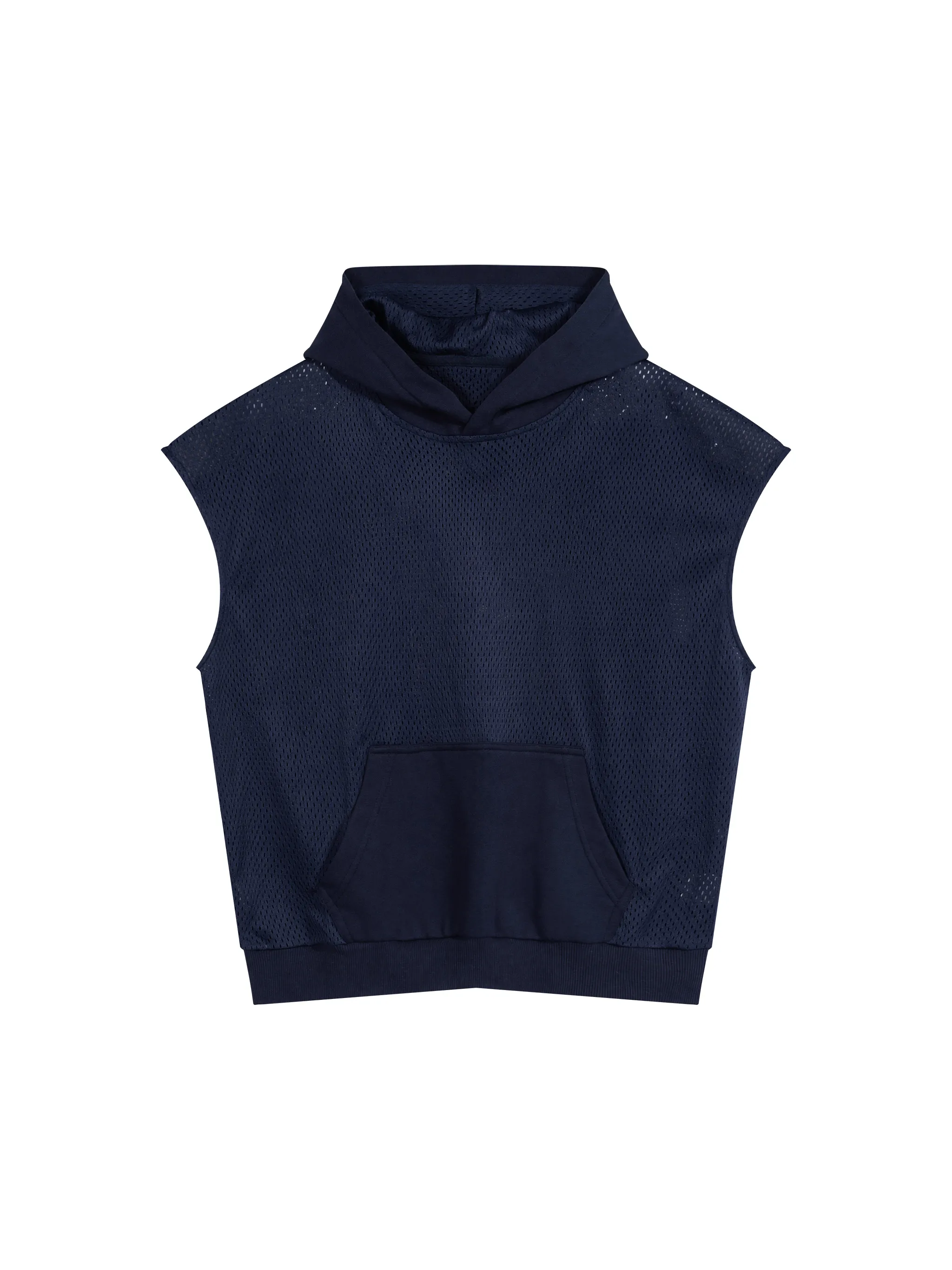 Unisex Panel Mesh Sleeveless Hoodie