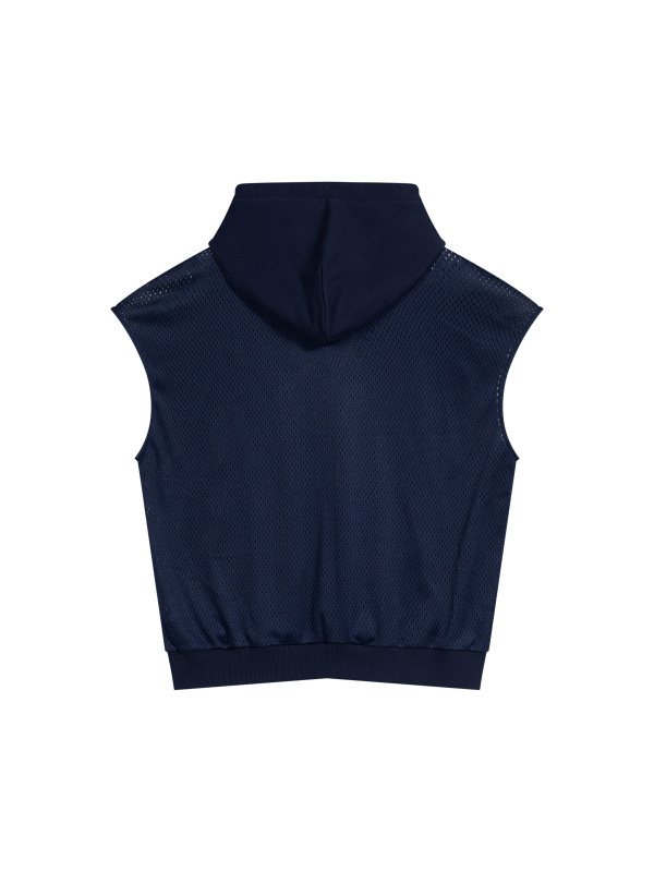 Unisex Panel Mesh Sleeveless Hoodie