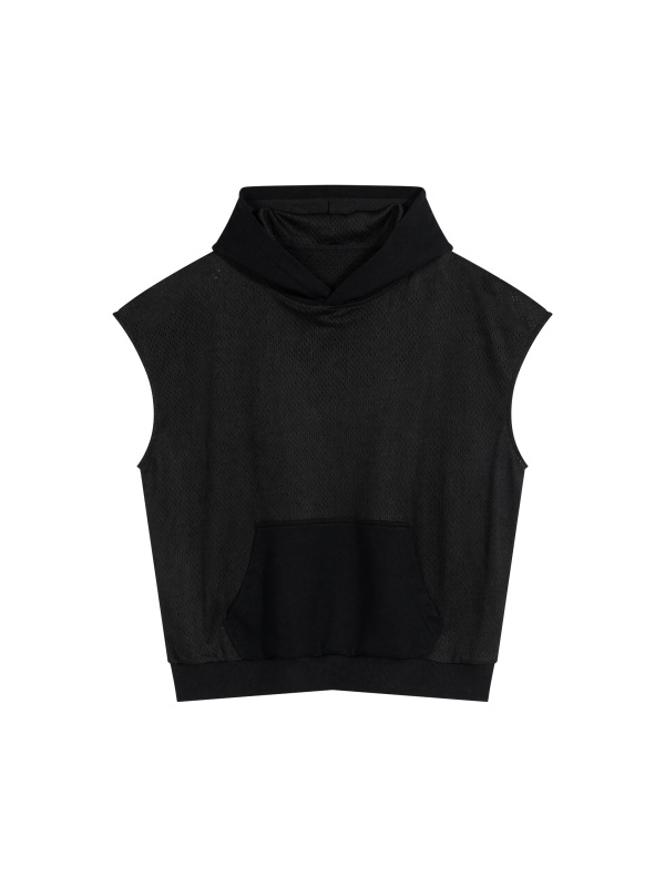 Unisex Panel Mesh Sleeveless Hoodie