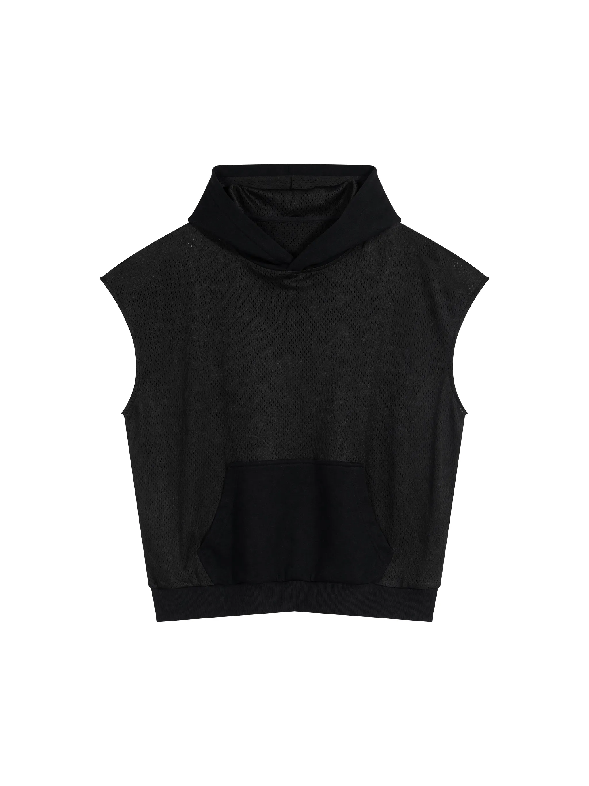 Unisex Panel Mesh Sleeveless Hoodie