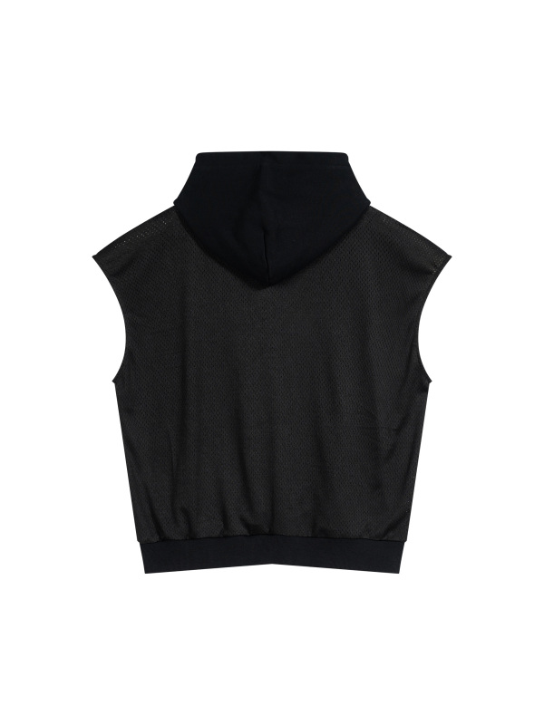 Unisex Panel Mesh Sleeveless Hoodie
