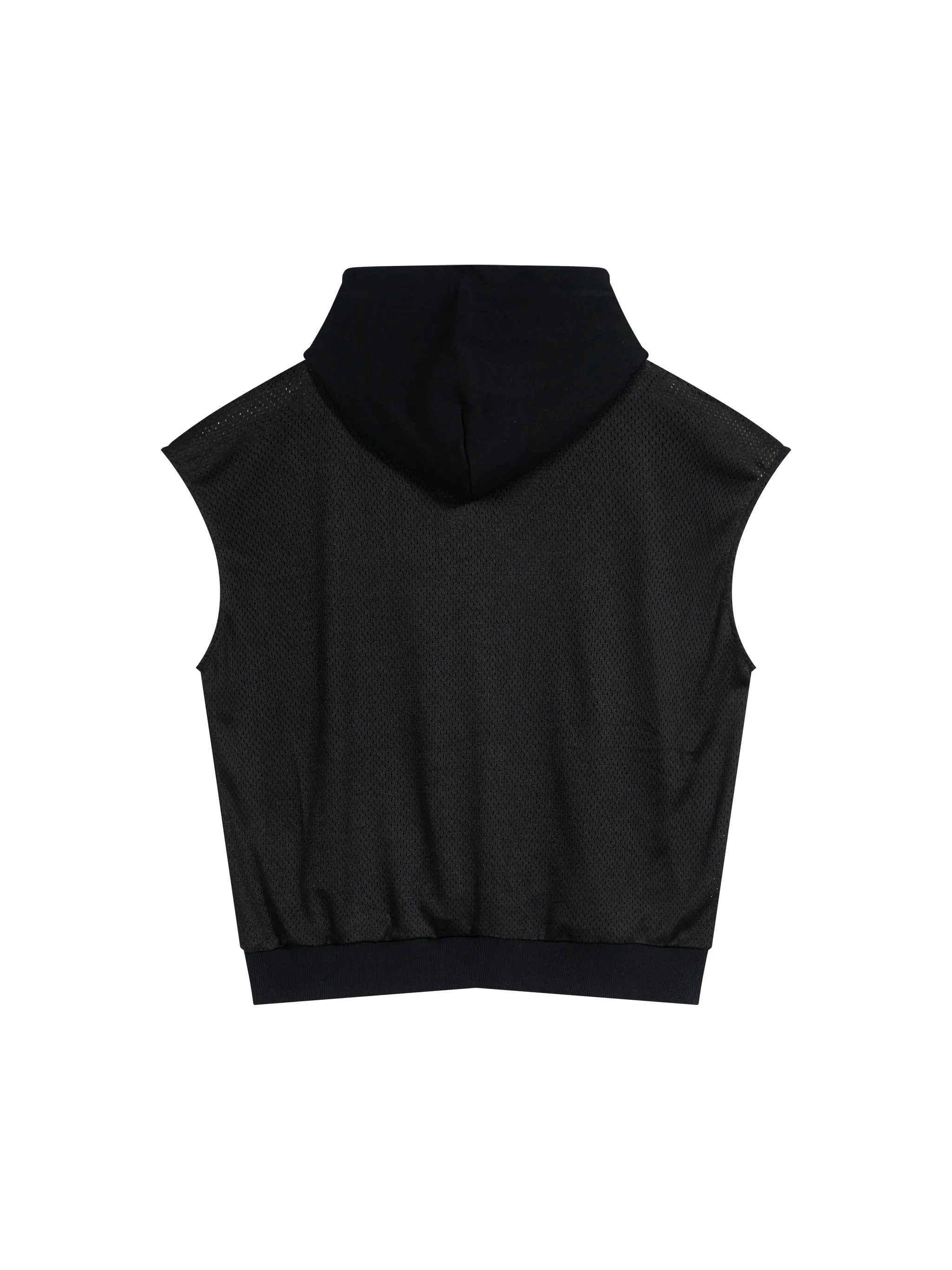 Unisex Panel Mesh Sleeveless Hoodie