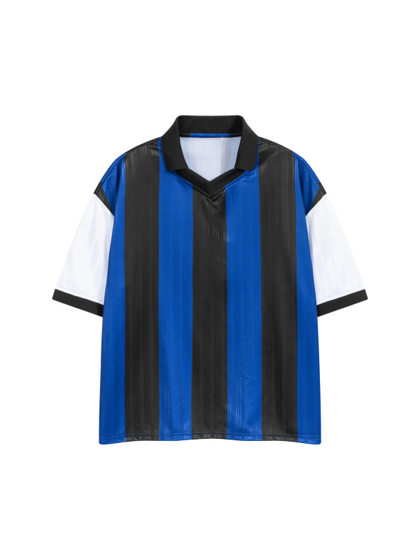 Unisex Boxy Striped Collared Soccer Jersey