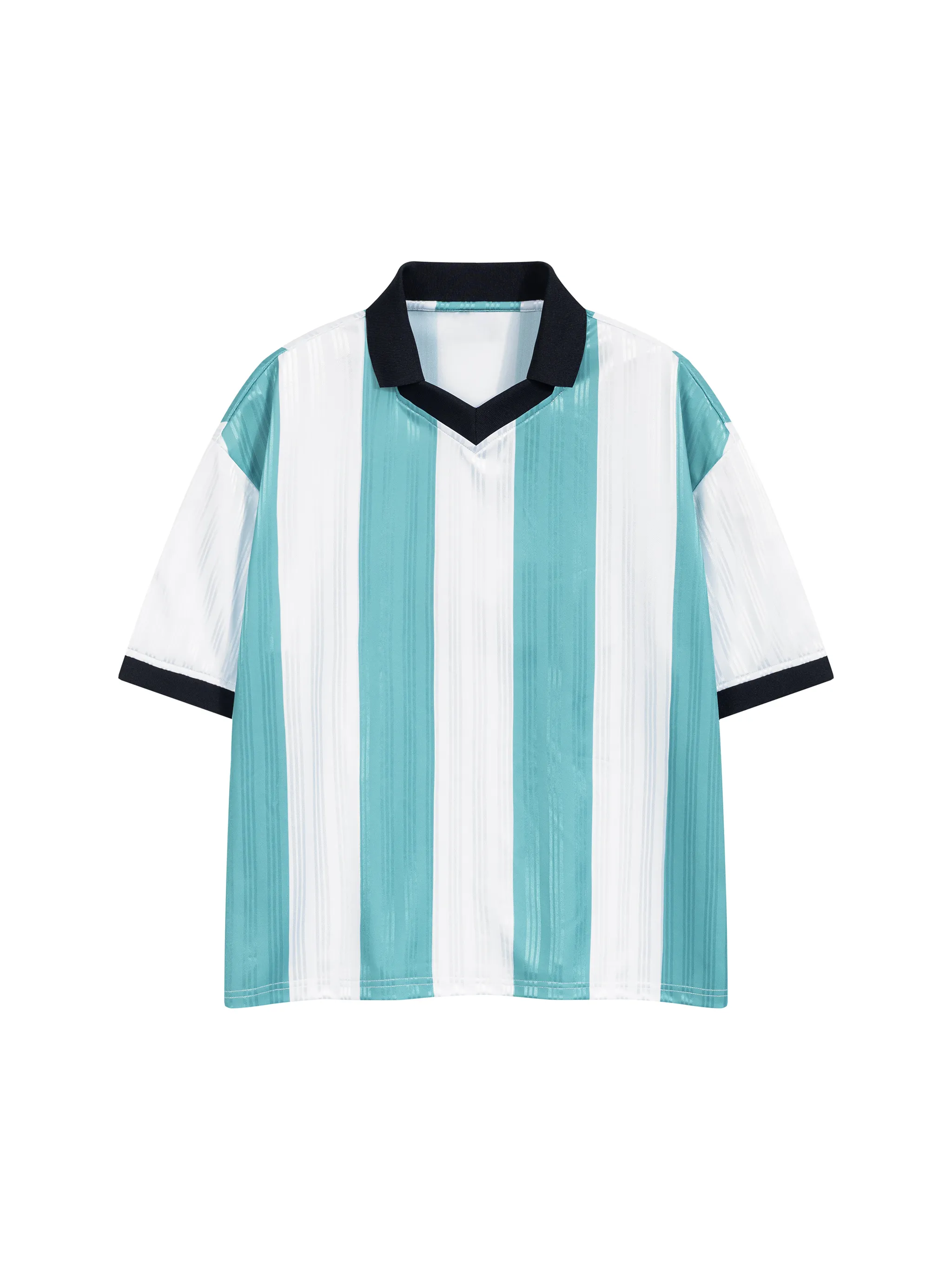 Unisex Boxy Striped Collared Soccer Jersey