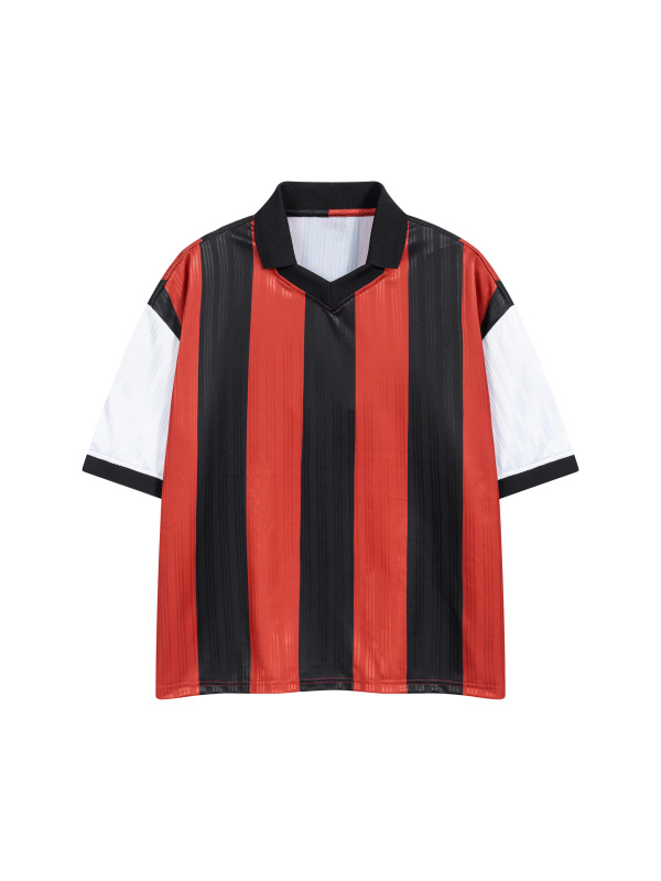 Unisex Boxy Striped Collared Soccer Jersey