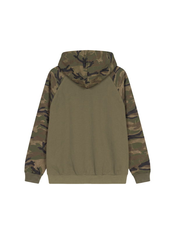 Unisex Camo-Splice Raglan Zip Hoodie