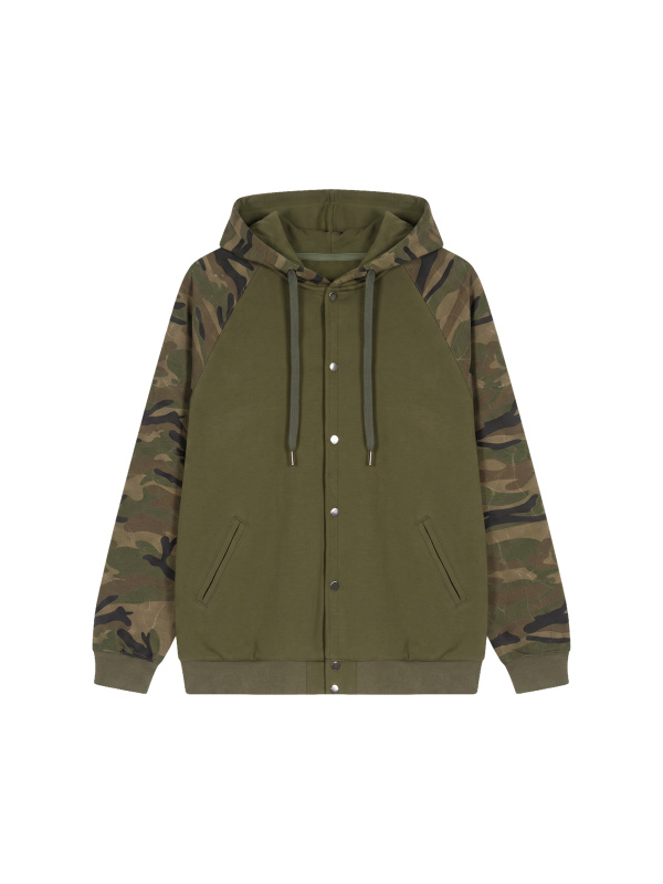 Unisex Camo-Splice Raglan Zip Hoodie
