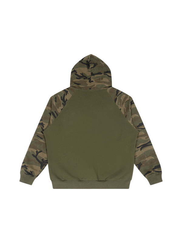 Unisex Camo-Splice Raglan Zip Hoodie