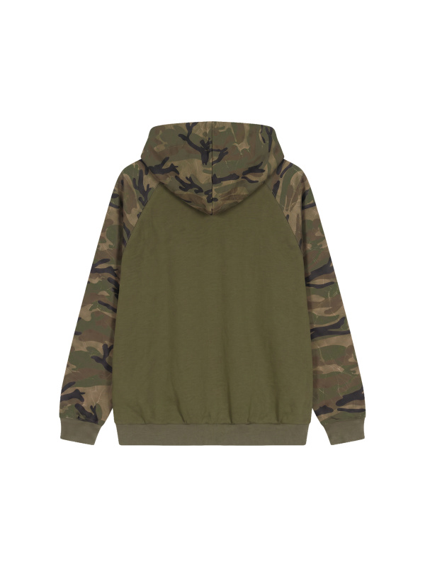 Unisex Camo-Splice Raglan Zip Hoodie