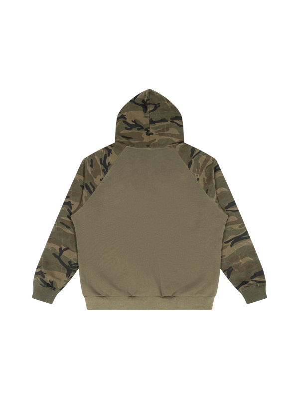 Unisex Camo-Splice Raglan Zip Hoodie