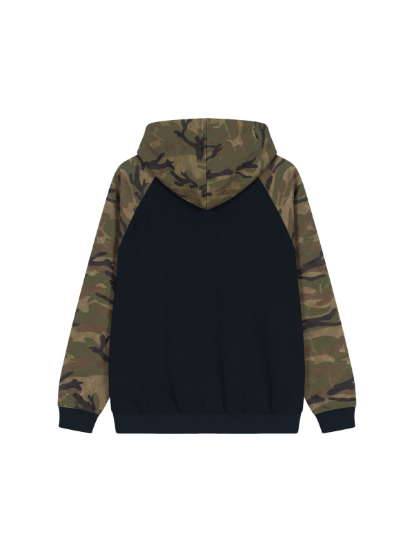 Unisex Camo-Splice Raglan Zip Hoodie