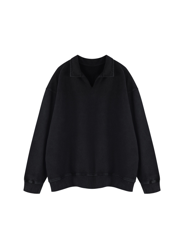 Unisex Vintage Wash Collared Sweatshirt