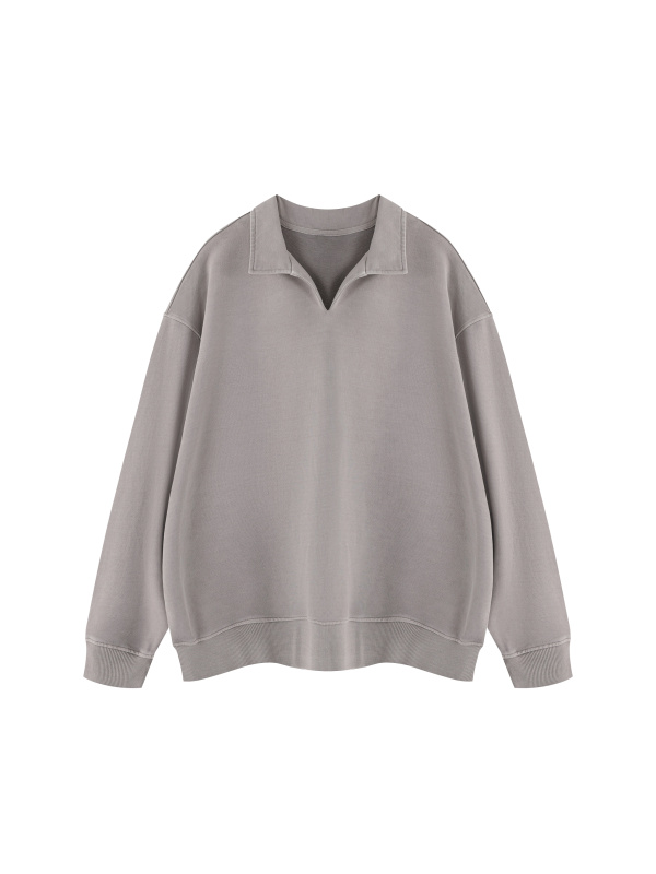 Unisex Vintage Wash Collared Sweatshirt