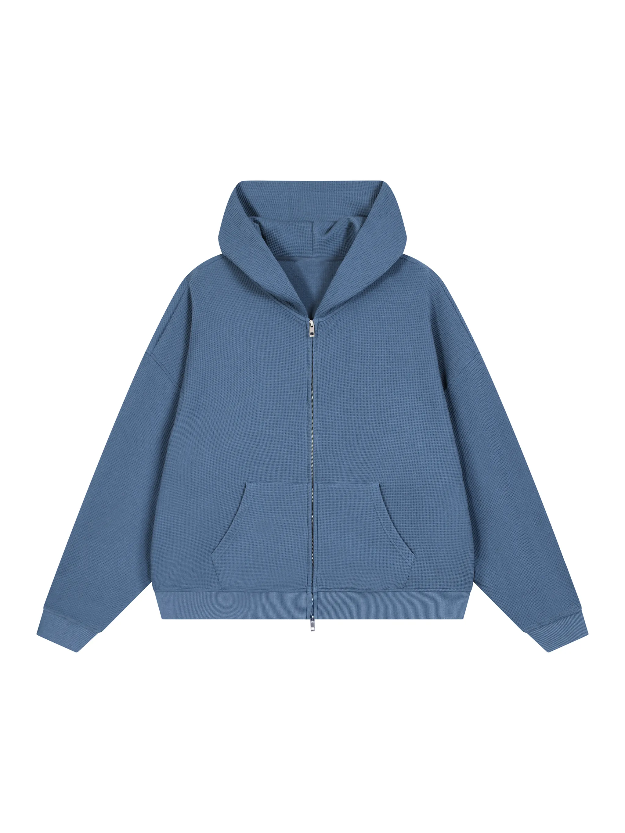 Unisex Waffle Boxy Full Zip Hoodie