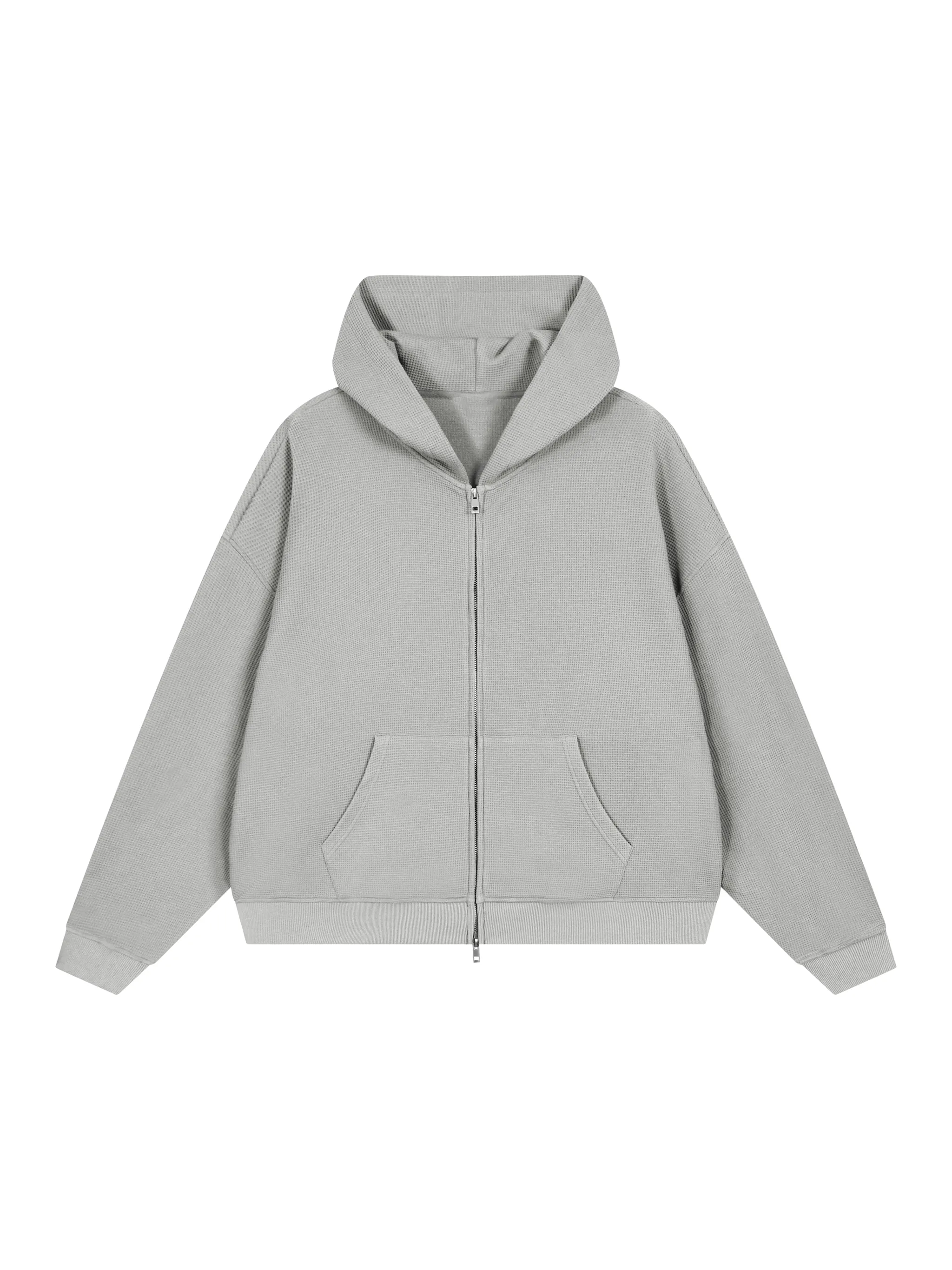 Unisex Waffle Boxy Full Zip Hoodie