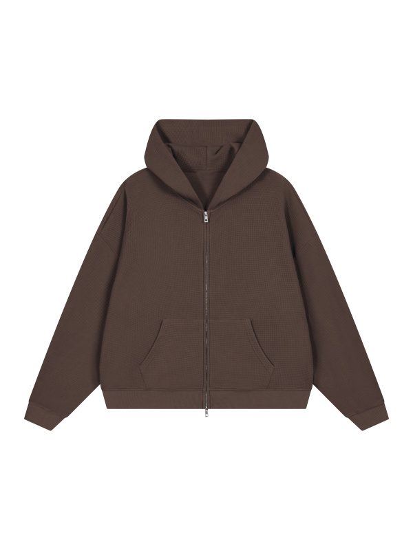 Unisex Waffle Boxy Full Zip Hoodie