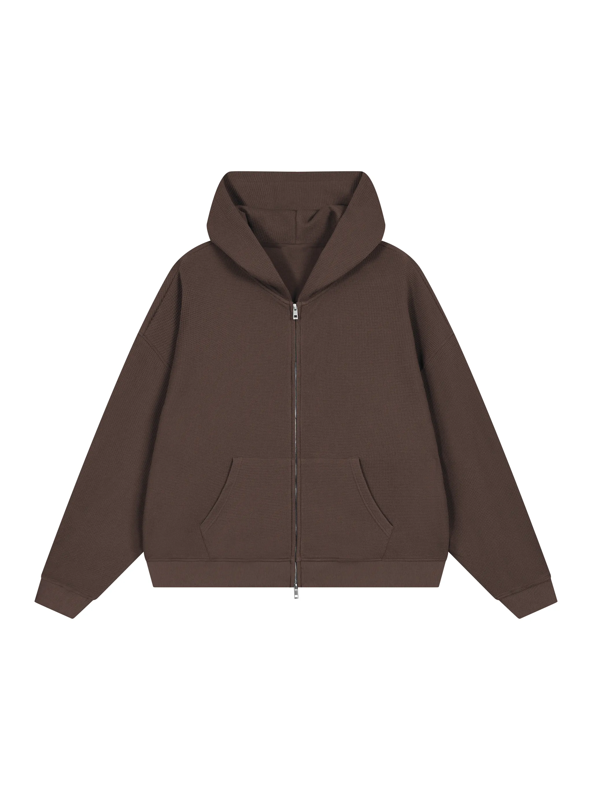 Unisex Waffle Boxy Full Zip Hoodie