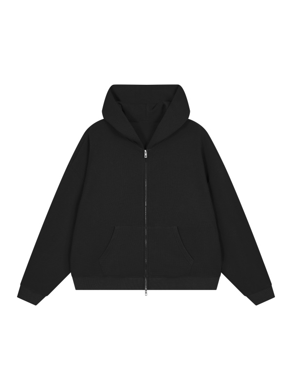Unisex Waffle Boxy Full Zip Hoodie