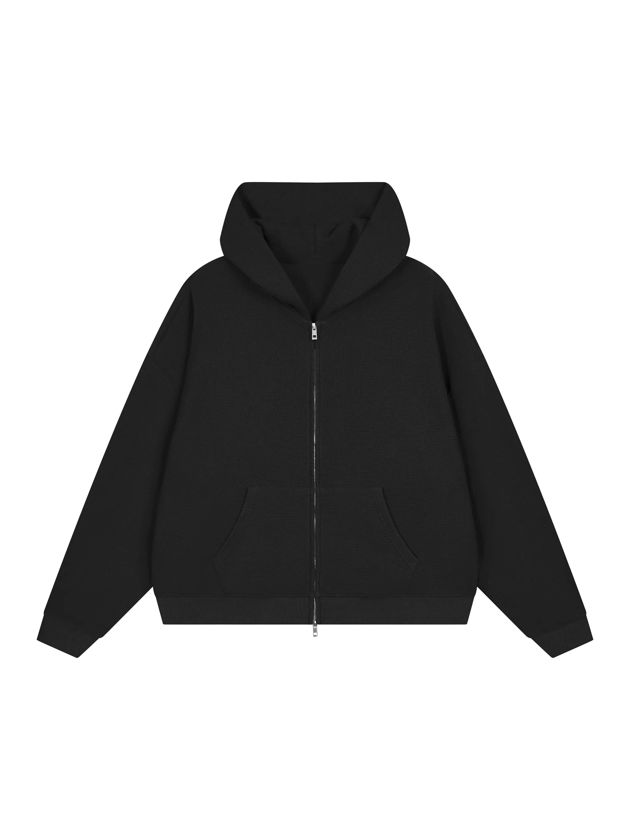 Unisex Waffle Boxy Full Zip Hoodie