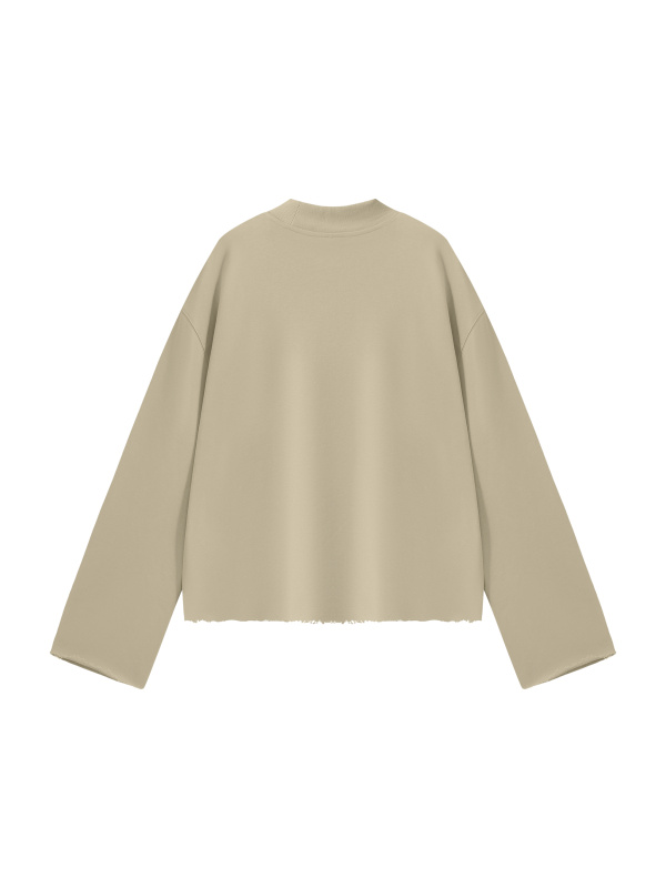 Unisex Mock Neck Raw Edge Boxy Sweatshirt
