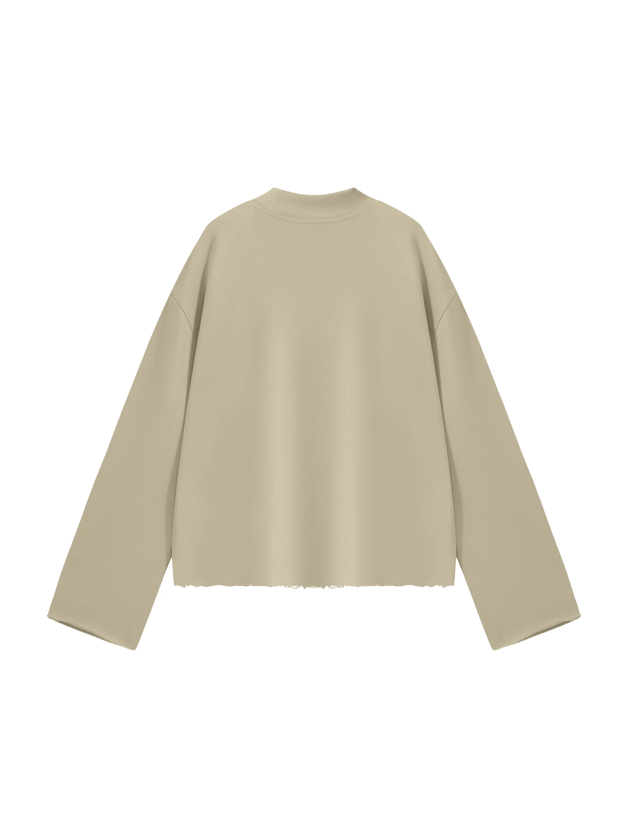 Unisex Mock Neck Raw Edge Boxy Sweatshirt