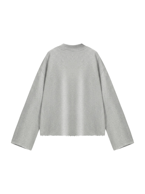 Unisex Mock Neck Raw Edge Boxy Sweatshirt