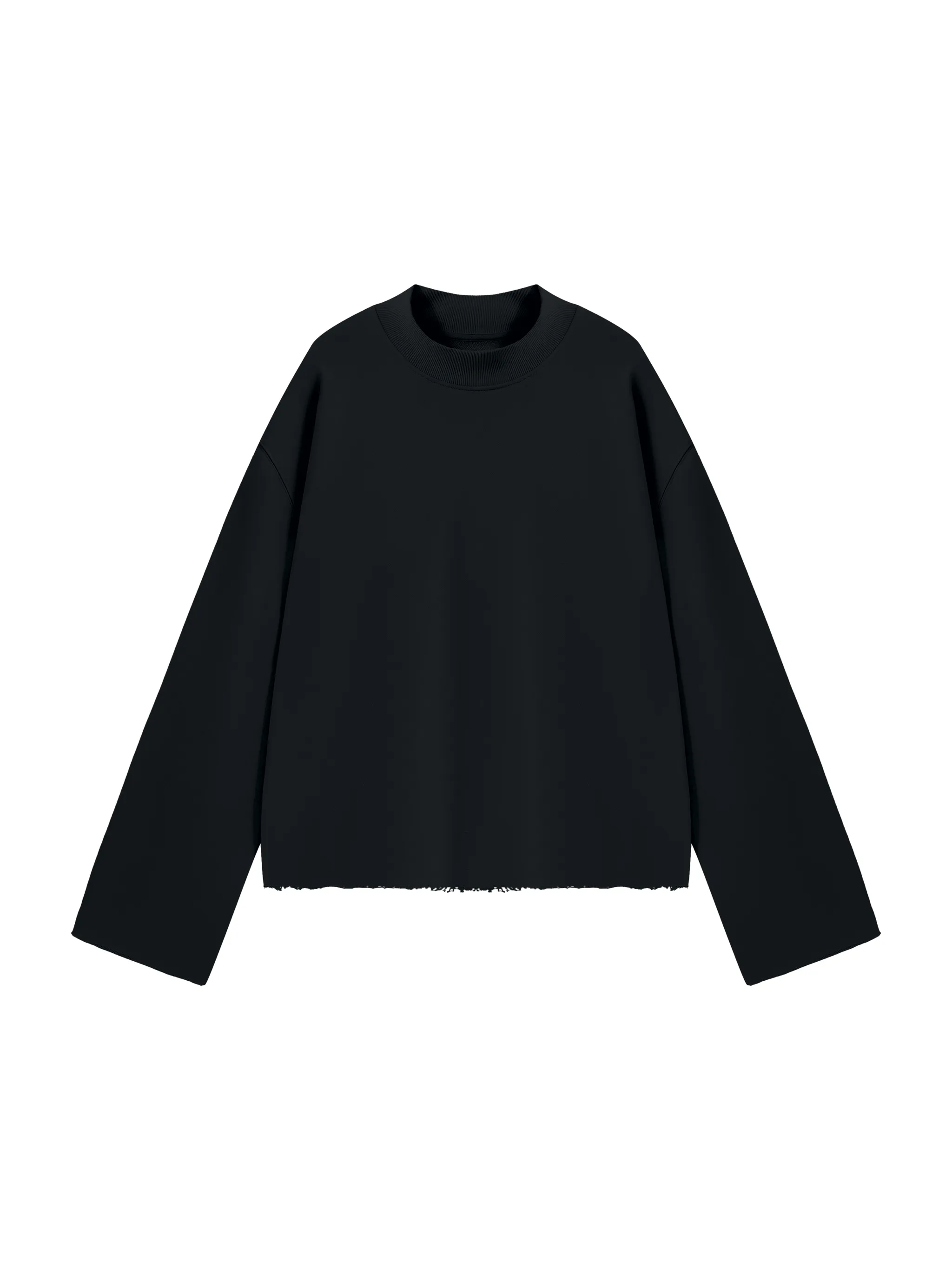Unisex Mock Neck Raw Edge Boxy Sweatshirt