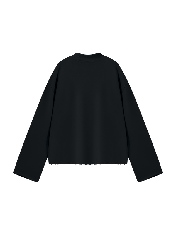 Unisex Mock Neck Raw Edge Boxy Sweatshirt