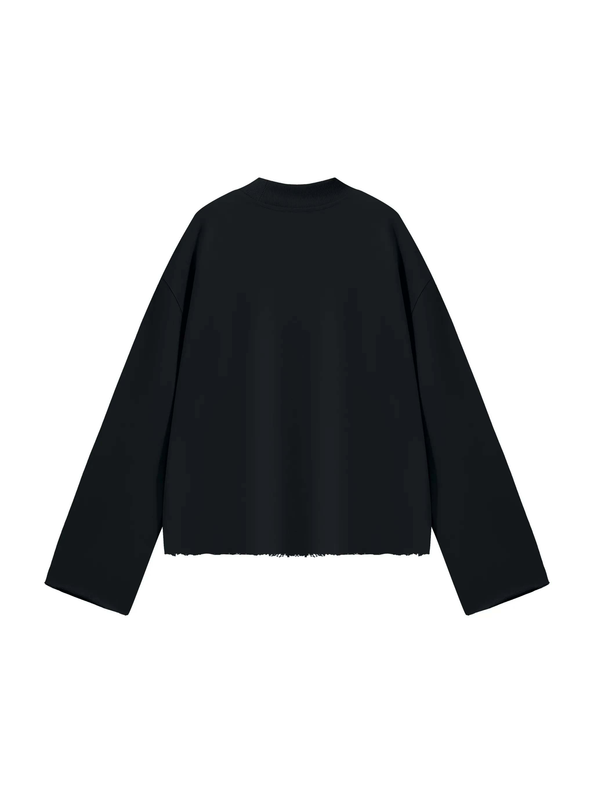 Unisex Mock Neck Raw Edge Boxy Sweatshirt