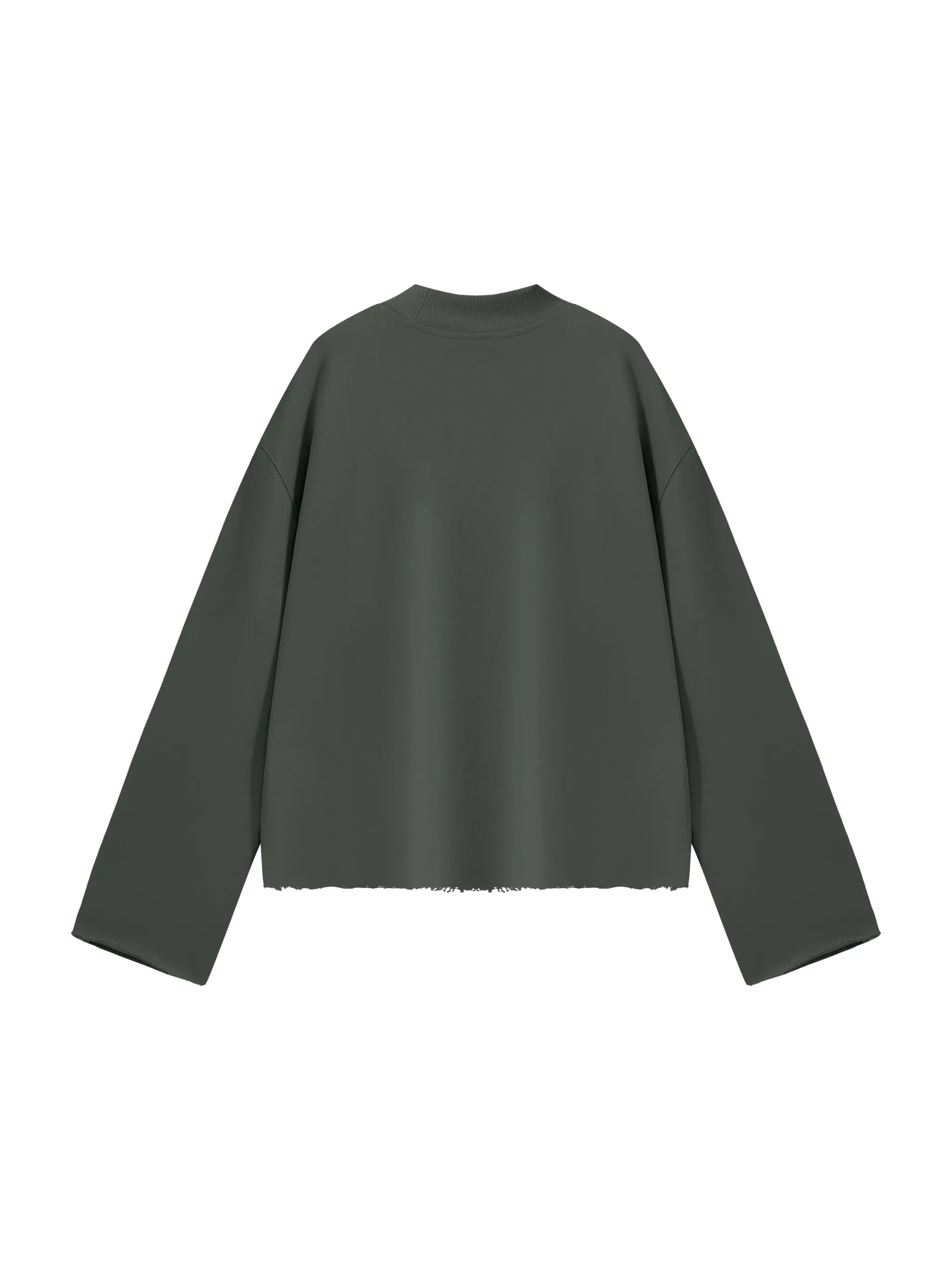 Unisex Mock Neck Raw Edge Boxy Sweatshirt