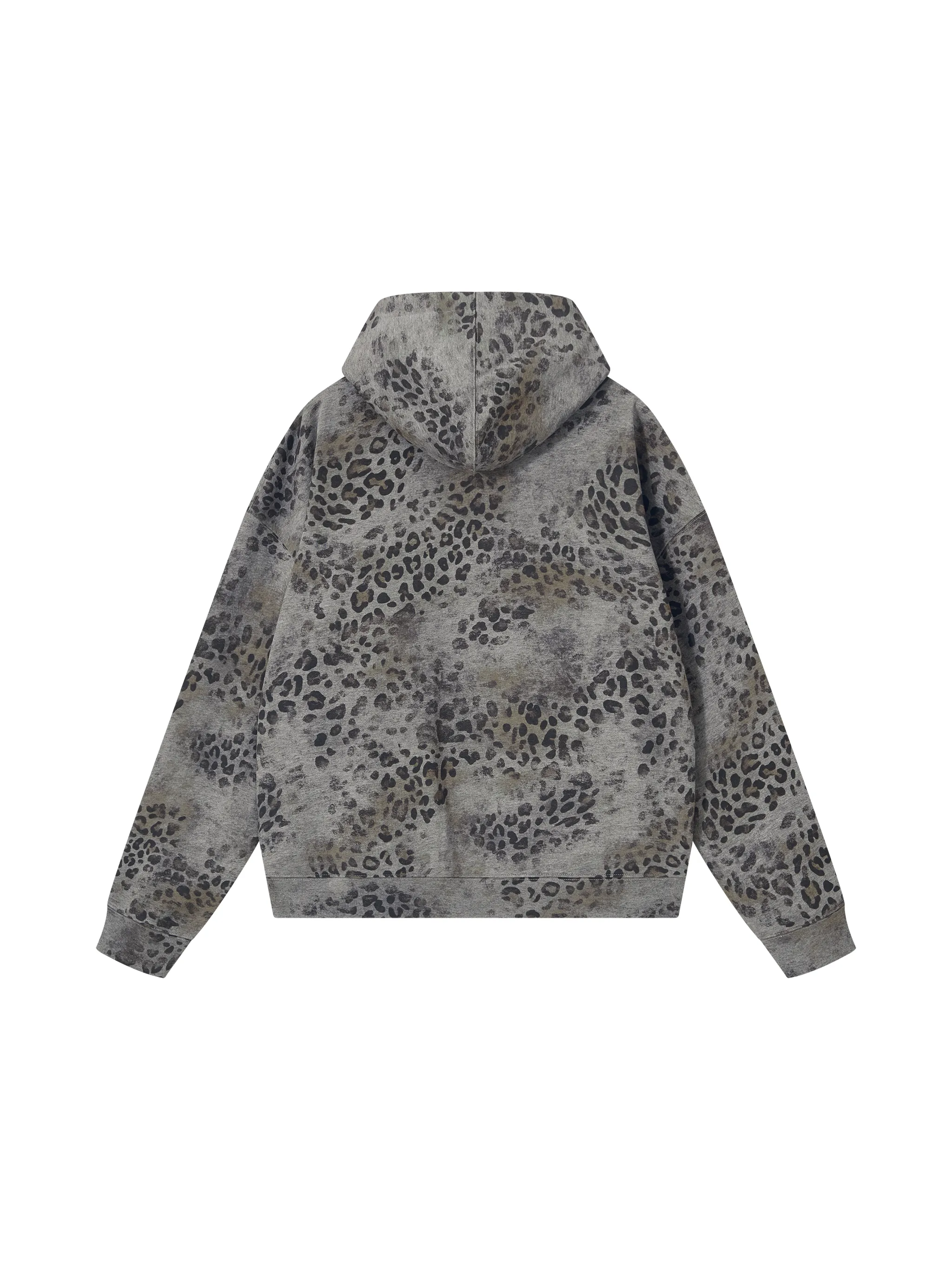 Unisex Vintage Wash Leopard Full Zip Hoodie