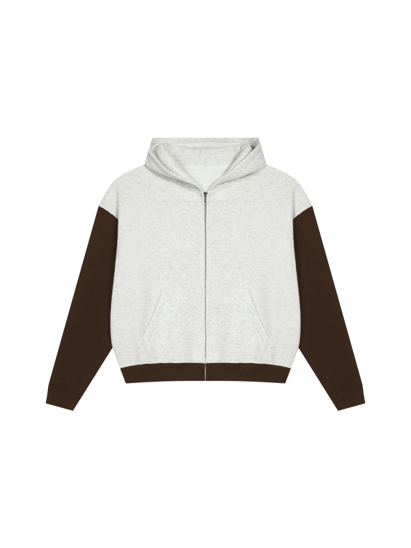 Unisex Color Block Fleece Full Zip Hoodie
