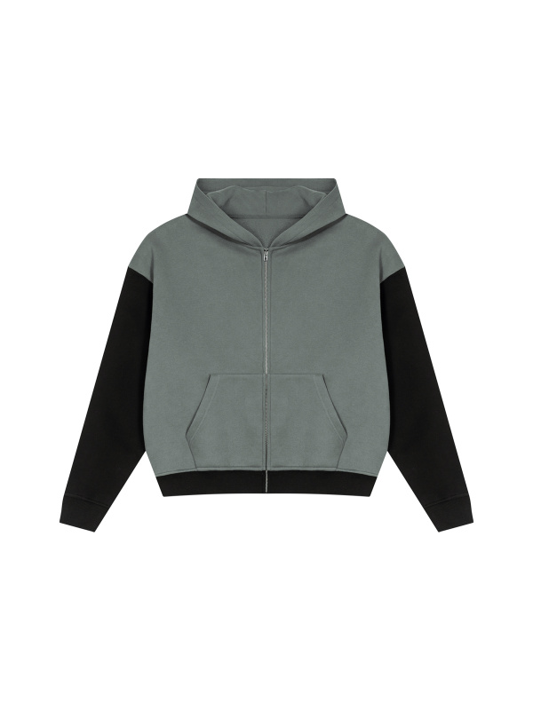 Unisex Color Block Fleece Full Zip Hoodie